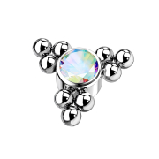 Dermal Anchor silver balls triangle with multicolor crystal