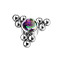 Dermal Anchor silver balls triangle with crystal dark multicolor