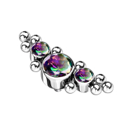 Dermal Anchor silber mittig mit Kugeln und drei...