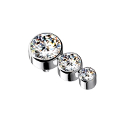 Dermal anchor silver with three crystals silver