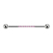 Barbell silver with two balls eight crystals pink