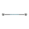 Barbell silver with two balls eight crystals aqua