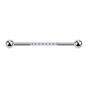 Barbell silver with two balls eight crystals multicolor