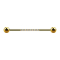 Gold-plated barbell with two balls and eight silver crystals