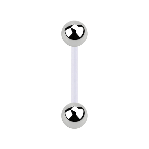 Micro banane transparente avec deux boules argentées