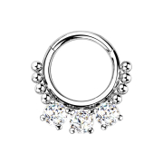 Micro segment ring hinged silver beads and three crystals