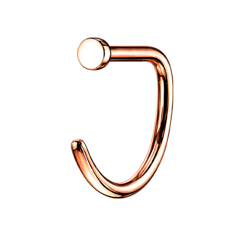 Open rose gold D-shaped nose ring