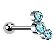 Micro Barbell Innengewinde silber mit Kugel und drei...