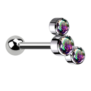 Micro Barbell Innengewinde silber mit Kugel und drei...