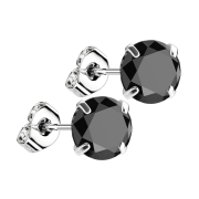 Boucles doreilles argent avec cristal rond noir