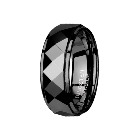 Anello nero sfaccettato