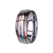 Ring silber mit Holz- und Abalonestreifen