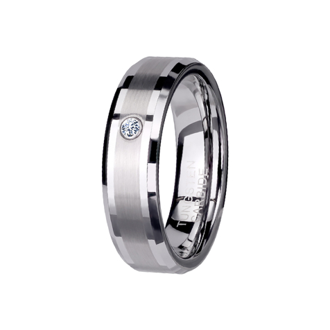 Ring silber mittig gebürstet mit Kristall