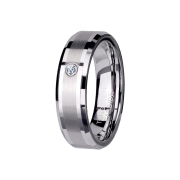 Ring silber mittig gebürstet mit Kristall