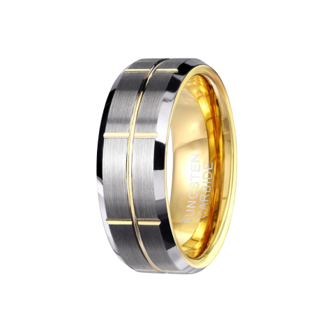 Gold-plated ring, brushed in the center with grooved crosses