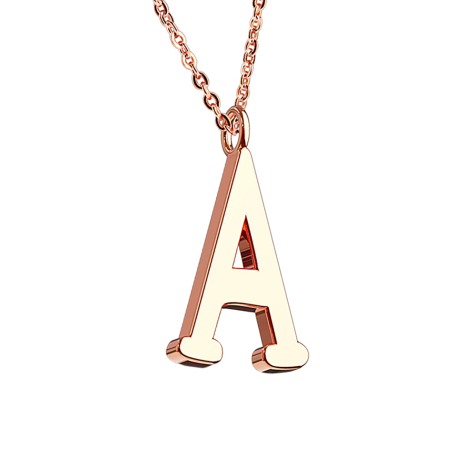 Rose gold chain pendant letter A