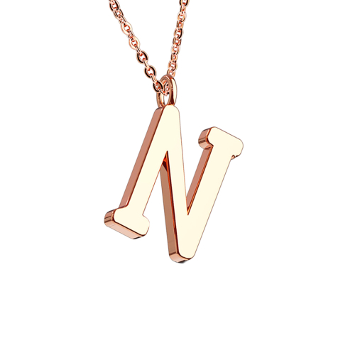 Kette rosegold Anhänger Buchstabe N