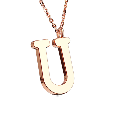 Catena in oro rosa con ciondolo lettera U