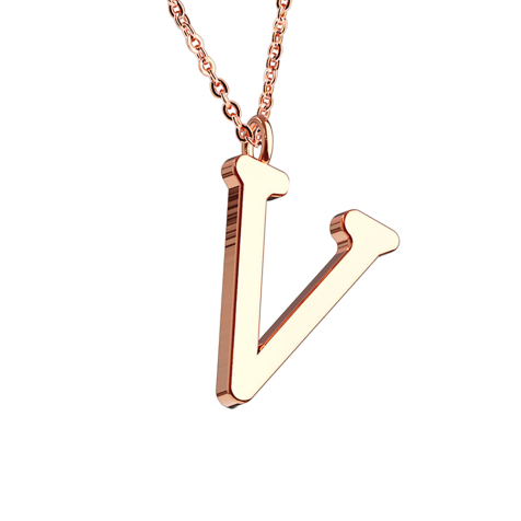 Kette rosegold Anhänger Buchstabe V