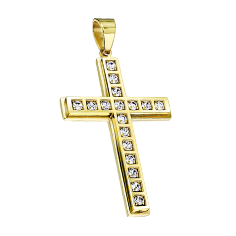 Pendentif croix dorée avec cristaux