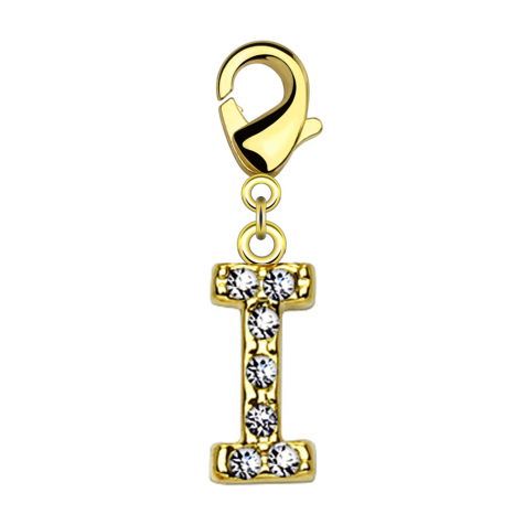 Pendentif 14k doré avec cristal lettre I