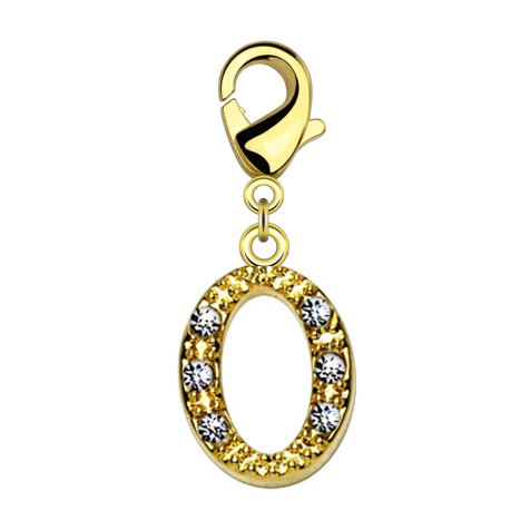 Pendant 14k gold-plated with crystal letter O