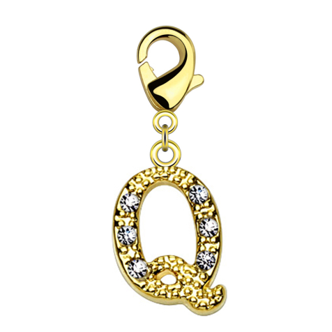 Pendentif 14k doré avec cristal lettre Q
