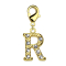 Pendentif 14k doré avec cristal lettre R