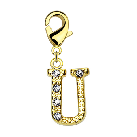 Pendentif 14k doré avec cristal lettre U