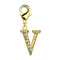 Pendentif 14k doré avec cristal lettre V