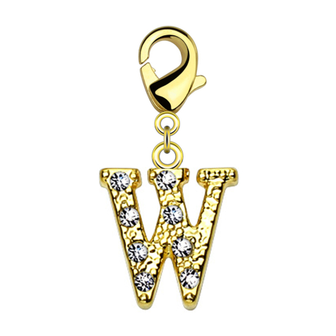 Pendentif 14k doré avec cristal lettre W