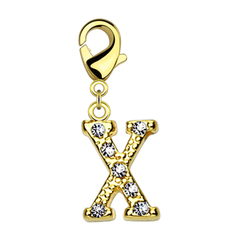 Pendentif 14k doré avec cristal lettre X