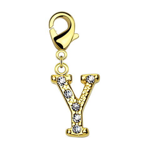 Pendentif 14k doré avec cristal lettre Y