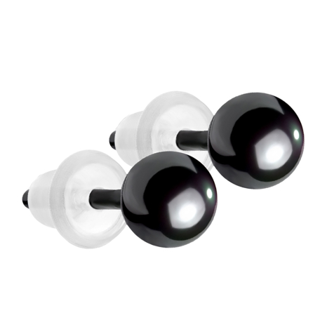 Stud earrings black with ball