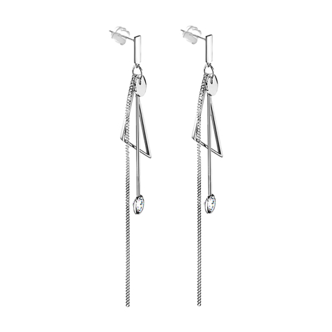 Ohrstecker silber Schild freifallende Ketten mit Triangel und Kristall