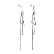 Stud earrings silver shield free-falling chains with...