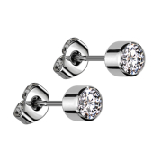 Clous doreilles argent cylindres avec cristal argent