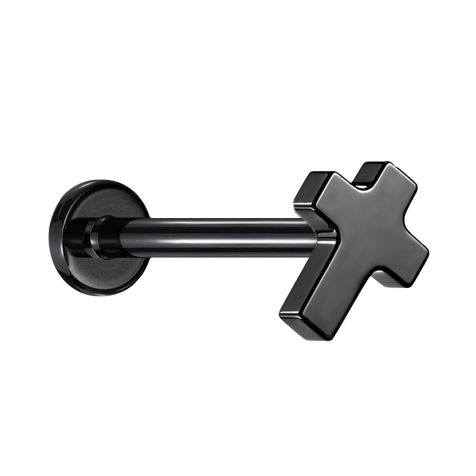 Micro Labret Internal Thread Black Cross