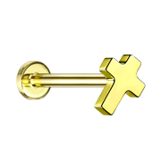 Micro Labret Internal Thread Gold-Plated Cross