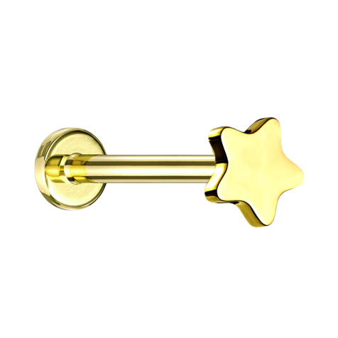 Micro Labret filettatura interna placcato oro stella