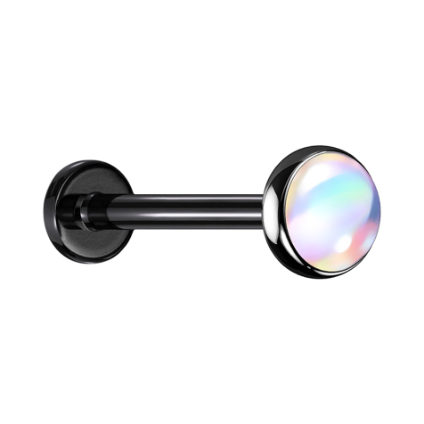 Micro Labret schwarz mit Scheibe irisierend weiss