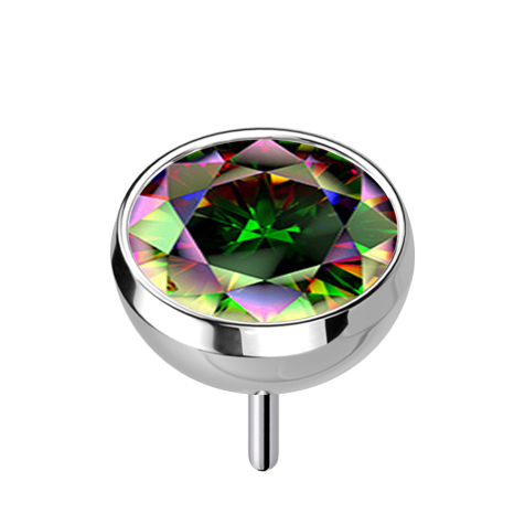 Threadless Halbkugel silber mit Kristall dunkel multicolor