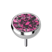 Threadless Halbkugel silber mit Kristall pink