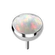 Threadless hemisphere silver with white opal