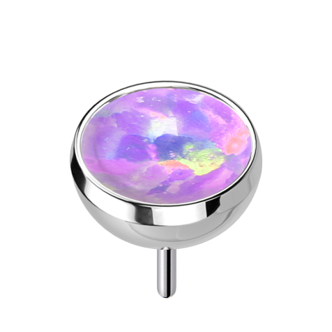 Demi-sphère sans filetage argentée avec opale violette