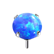 Threadless silver set with opal blue