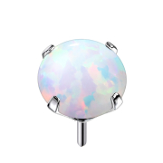 Threadless silver with white opal setting