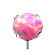 Threadless silver set with opal pink