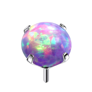 Threadless silver set with opal violet