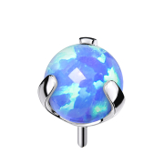 Threadless silver ball set with blue opal